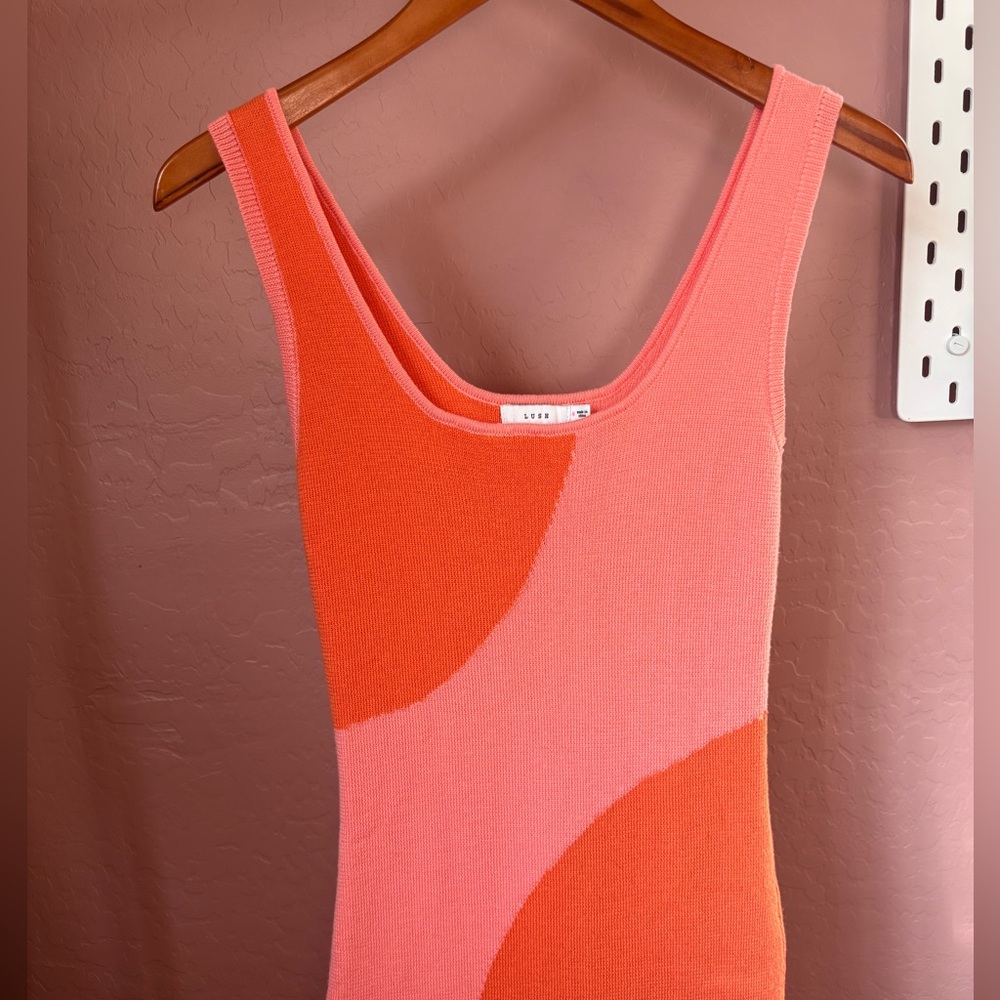 Pink and Orange Abstract Maxi Dress